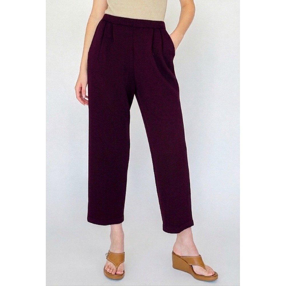 St. John Collection Santana Knit Pants Mahogany Women Size 2 Pleated Cropped